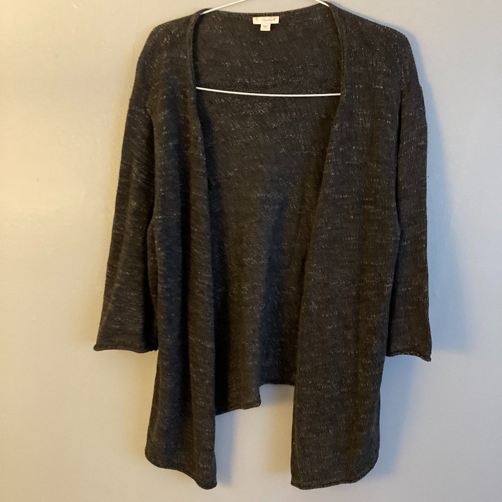 Pure Jill Women’s Cardigan Open Front Cotton Size M Charcoal Grey